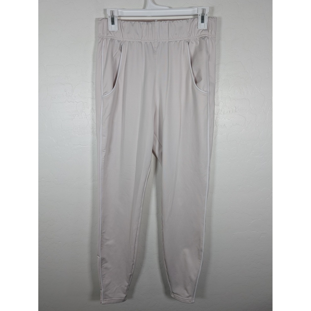 Gymshark Pants Womens Small Beige Slim Fit Joggers Logo Stretch Waistband
